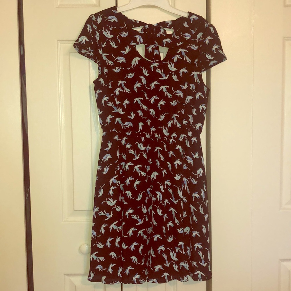 Navy Blue Bird Print Lauren Conrad dress